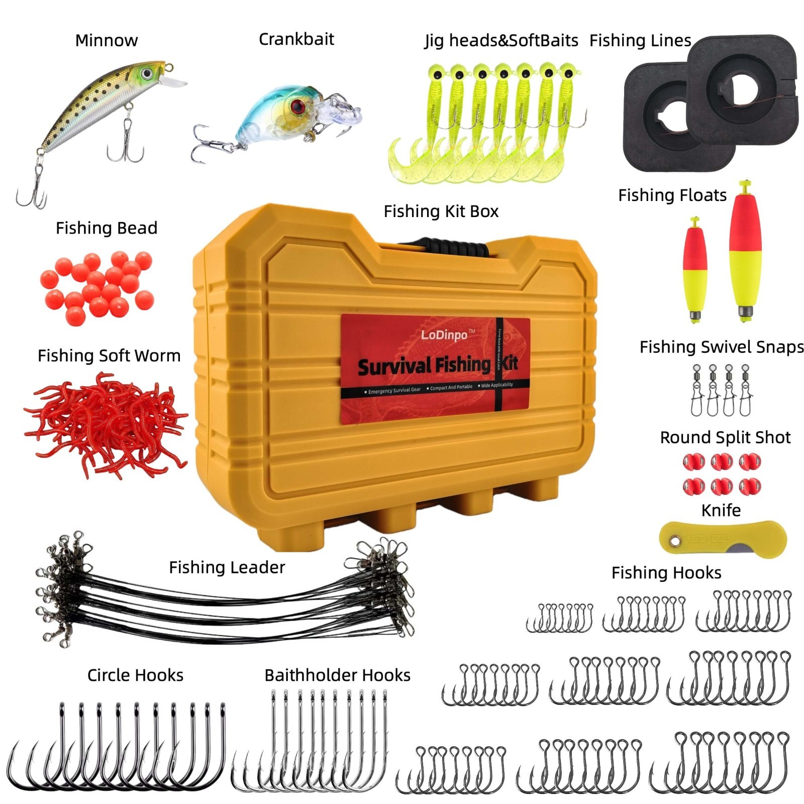 Portable Survival Fishing Kit – Compact Tackle Box for Camping/Hiking,Hooks Gift