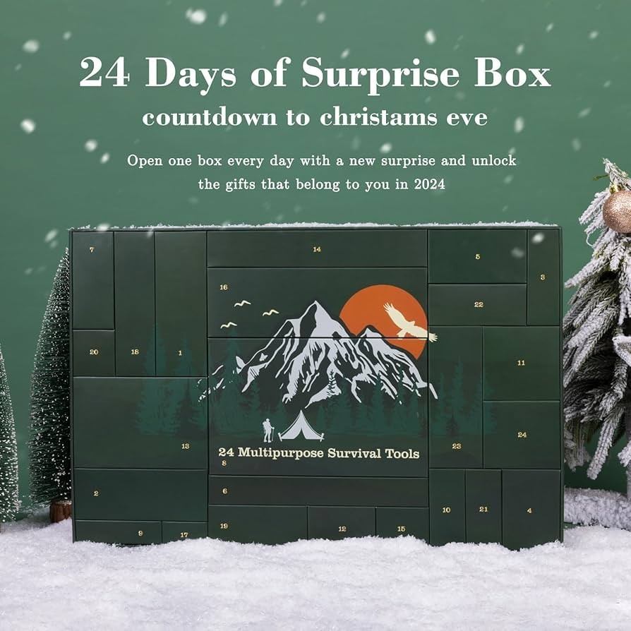 Survival Advent Calendar, 24 Multipurpose Survival Tools Adventure Kit New