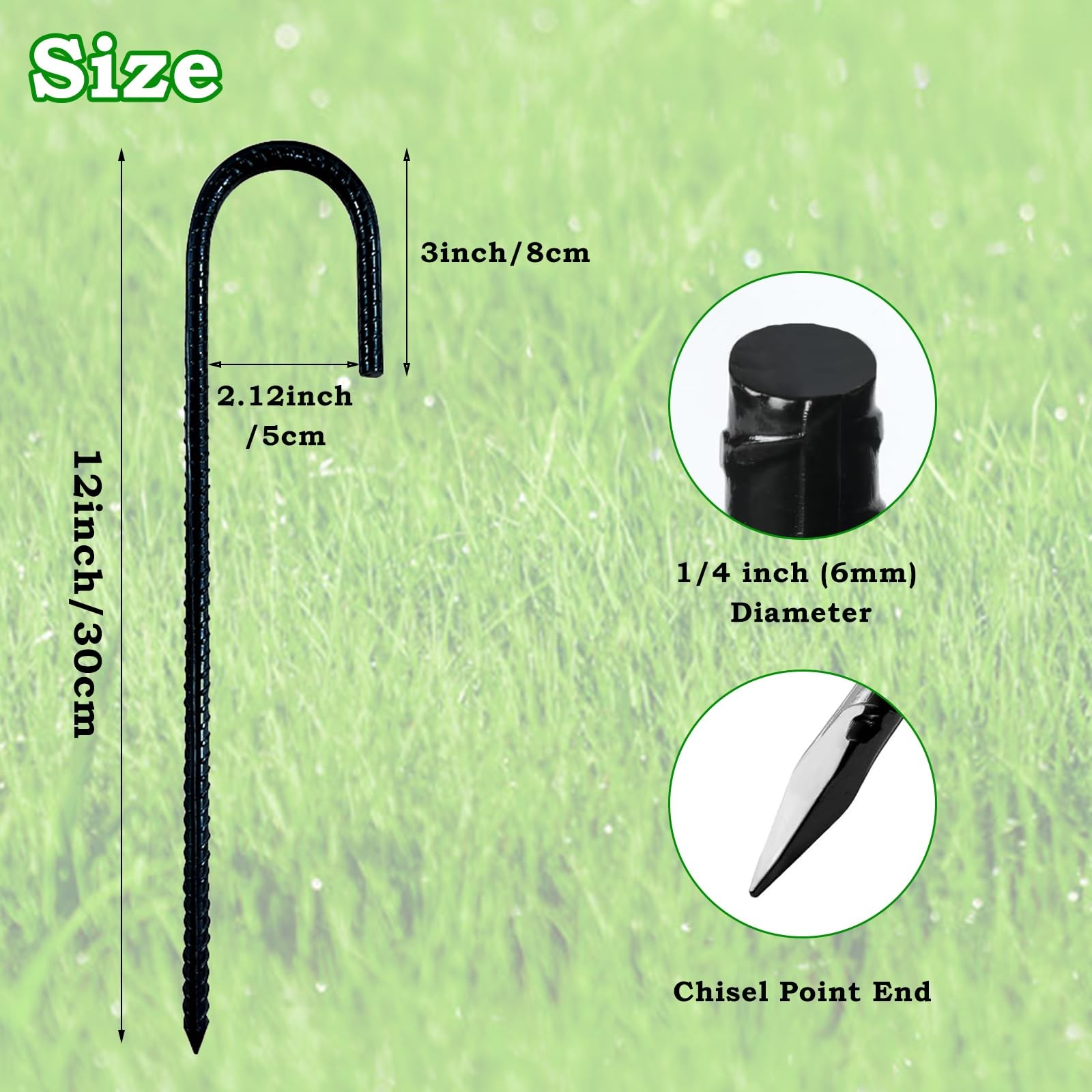 20 Pieces 12-Inch Metal Garden Ground Stakes Galvanized Steel J SHAPE, 20PCS