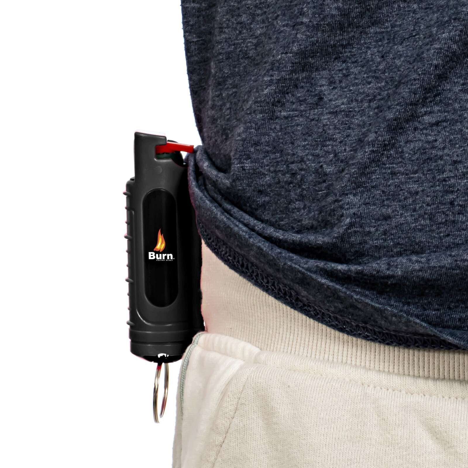 BURN Pepper Spray 1/2oz Self Defense Keychain Case Molded OC Black