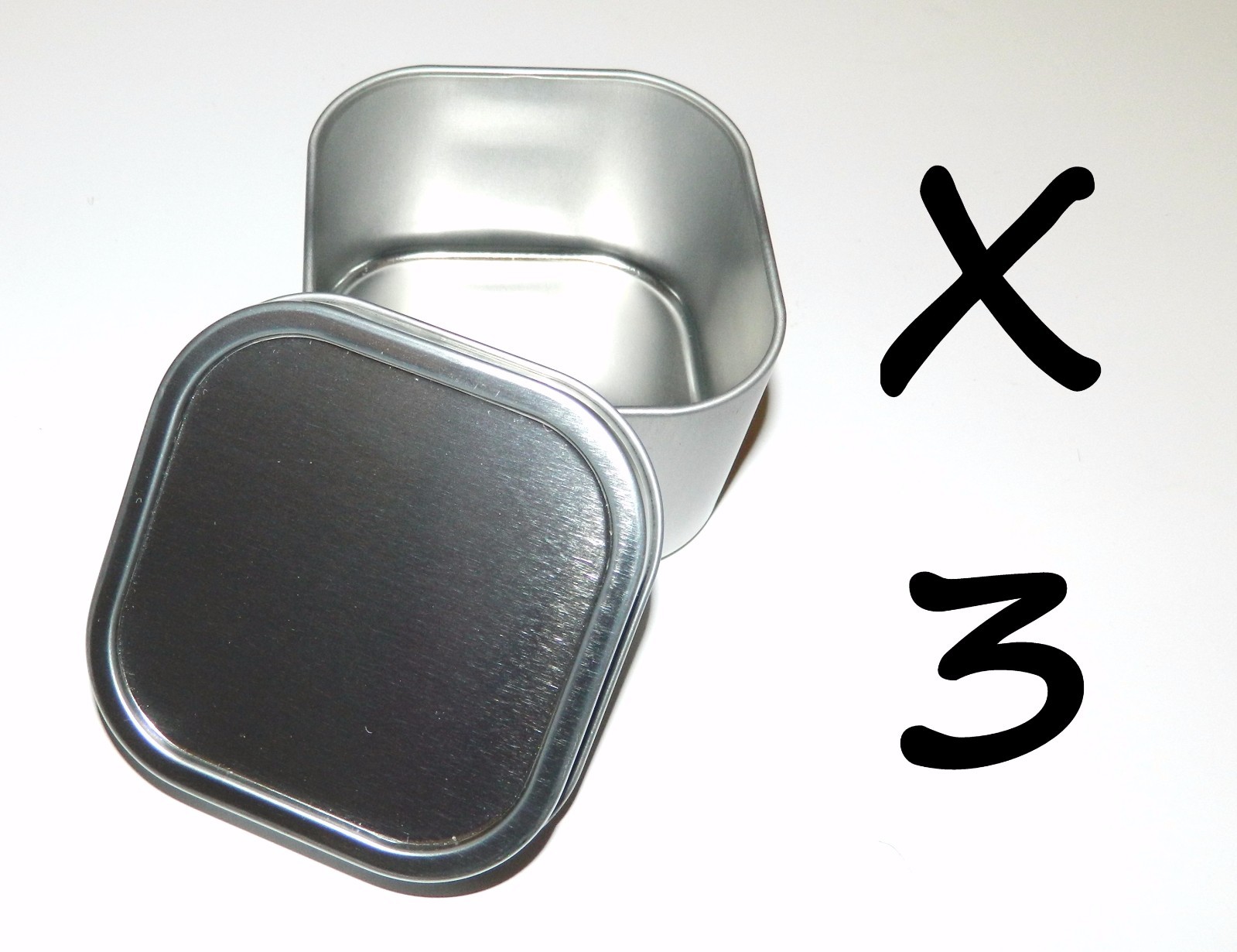 3 X 8-oz Square Slip On Lid Survival Metal Tin Can Container Box Kit Crafts Use