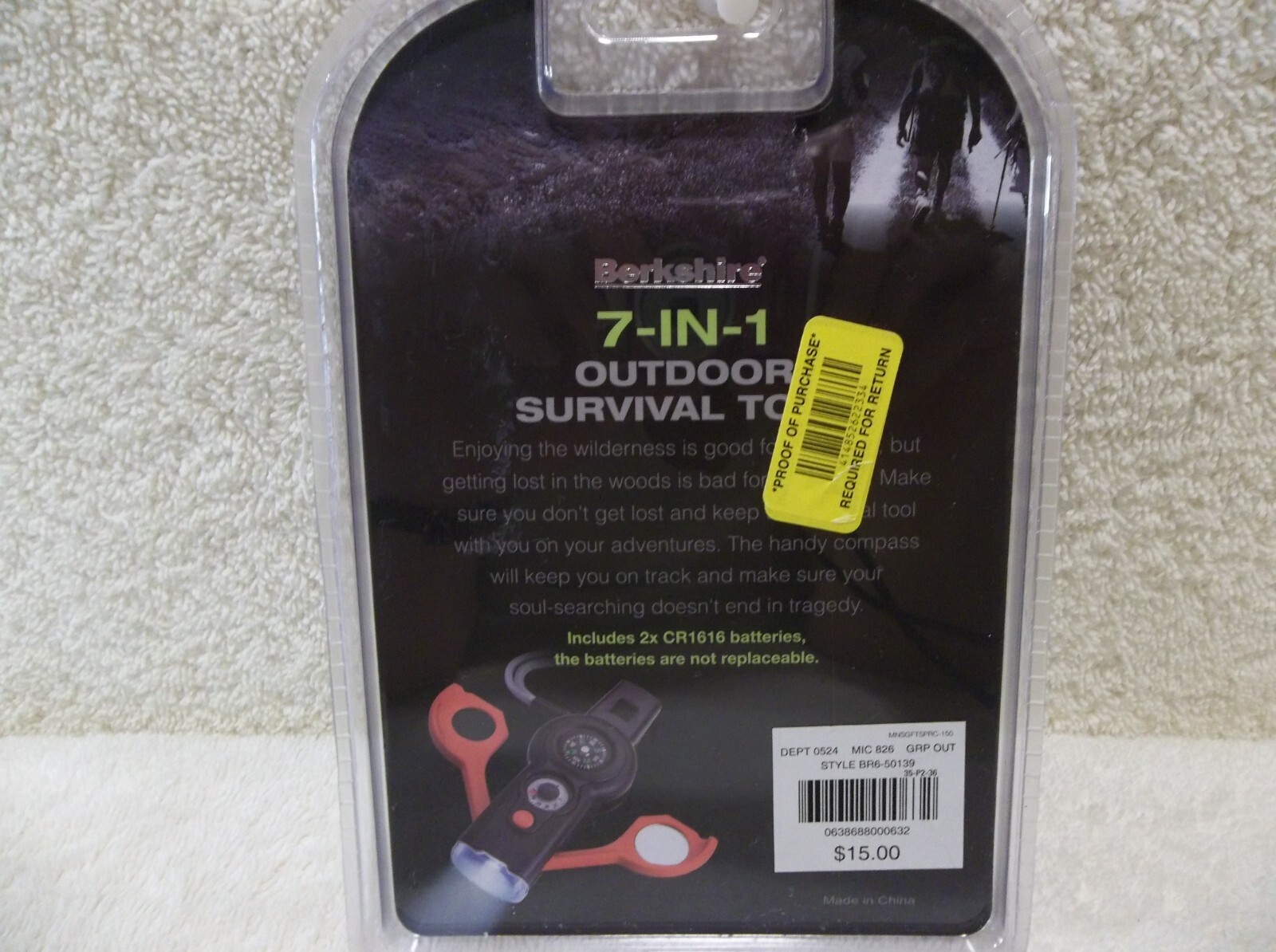 BERKSHIRE 7 in 1 Outdoor Emergency Survival Tool for Wilderness NEW
