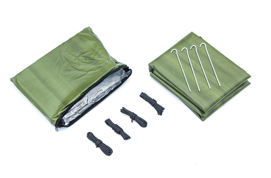 Green HD Heavy Duty Thermal Reflective Blanket Kit 4 Stakes Emergency Solar Tarp
