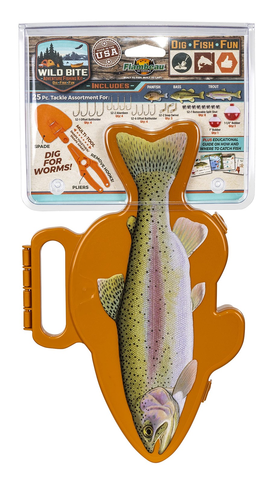 Flambeau Outdoors Wild Bite Fishing Tackle Box Kit | One Size, Orange