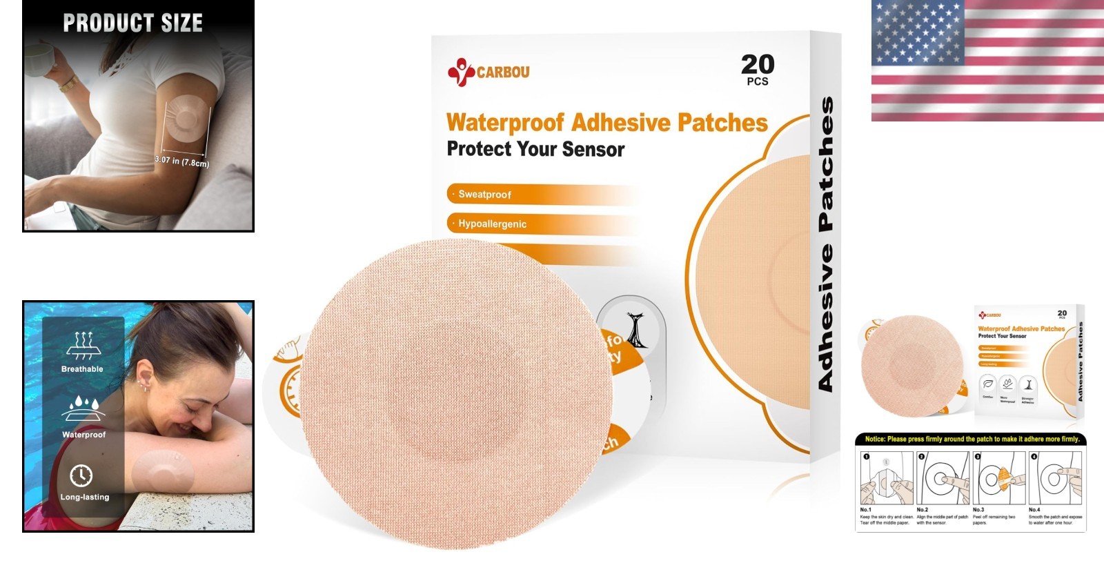 Hypoallergenic Freestyle Libre Adhesive Patches – 20PCS Waterproof & Comfortable