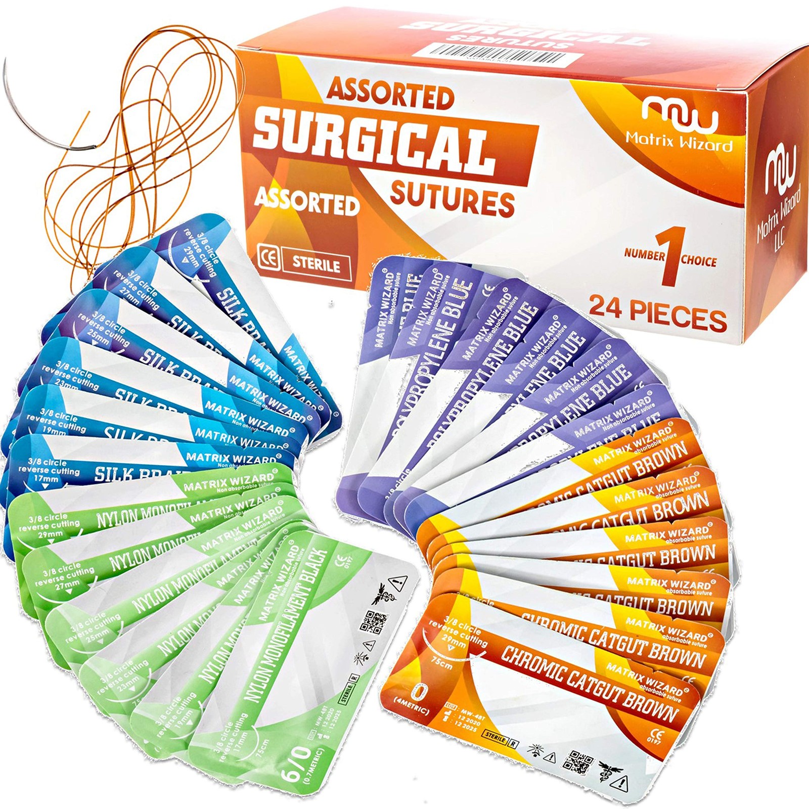 Mixed Sterile Suture Thread with Needle (Dissolvable and Non-dissolvable 0,…