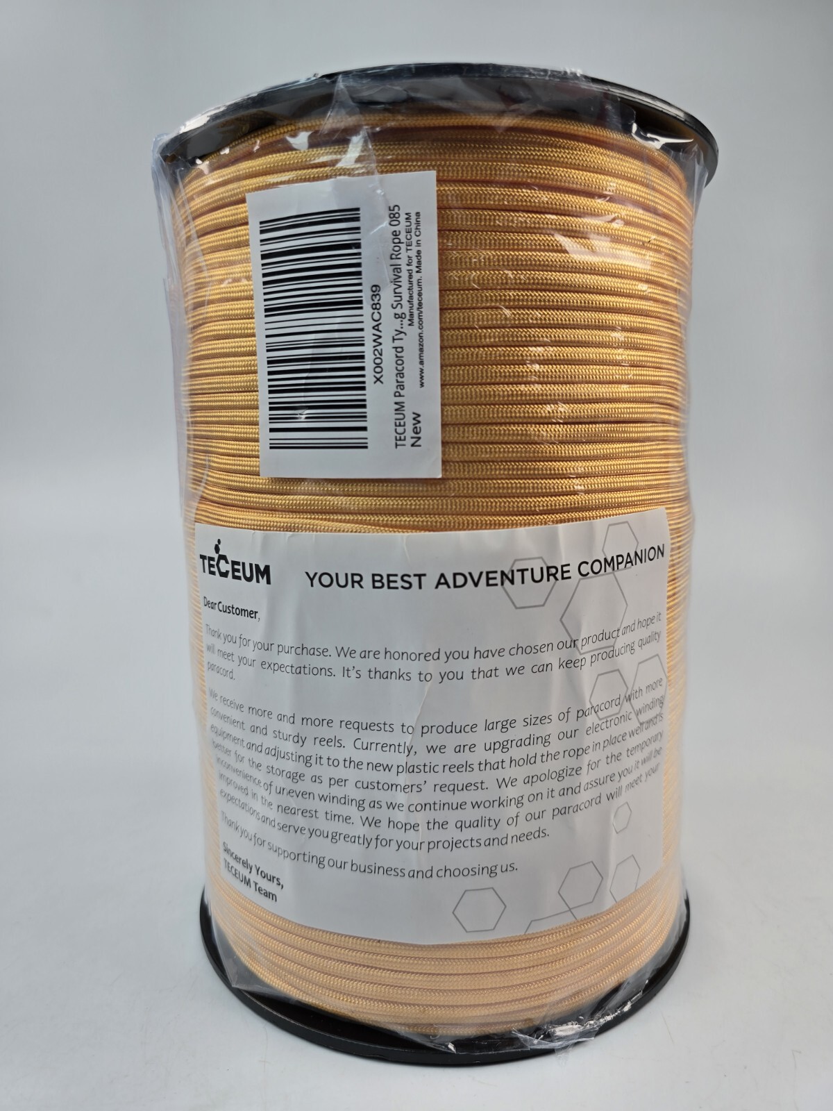 TECEUM Paracord 550 lb – Ideal for Crafting, DIY 1000 ft, Honey Gold