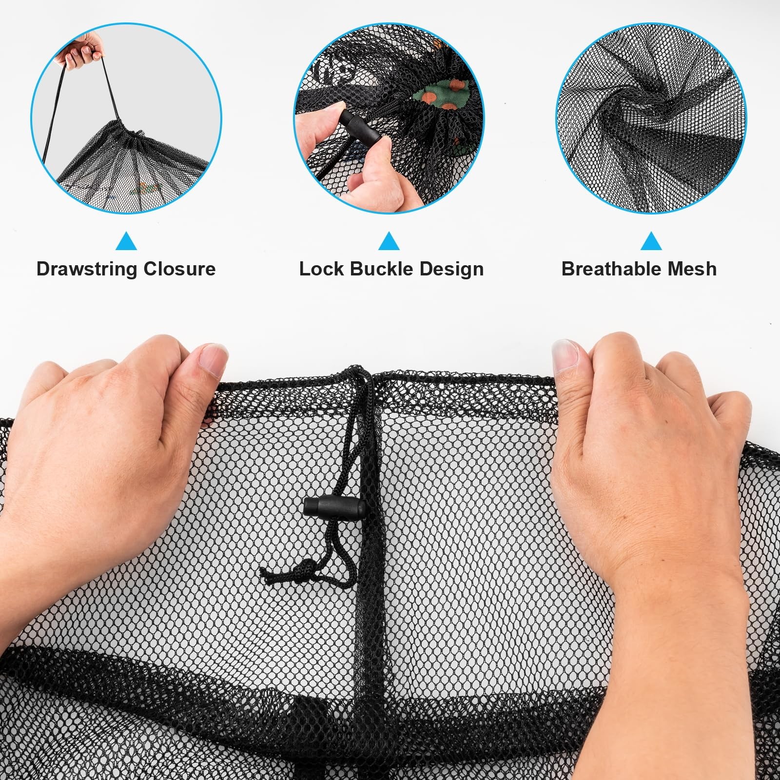 2 Pack Large Mesh Laundry Bags, 24″ x 36″ Heavy Duty Strong 24”×36”, Black