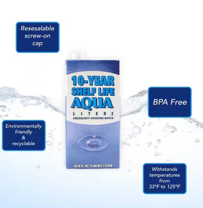 Ready America 10-Year Shelf Life Aqua Literz 1 l (12-Pack)