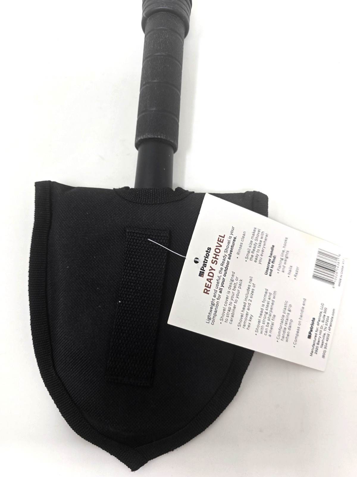 4 Patriots Ready Shovel w/ Nail Remover Fishing Line Hooks Weights Compass Razor