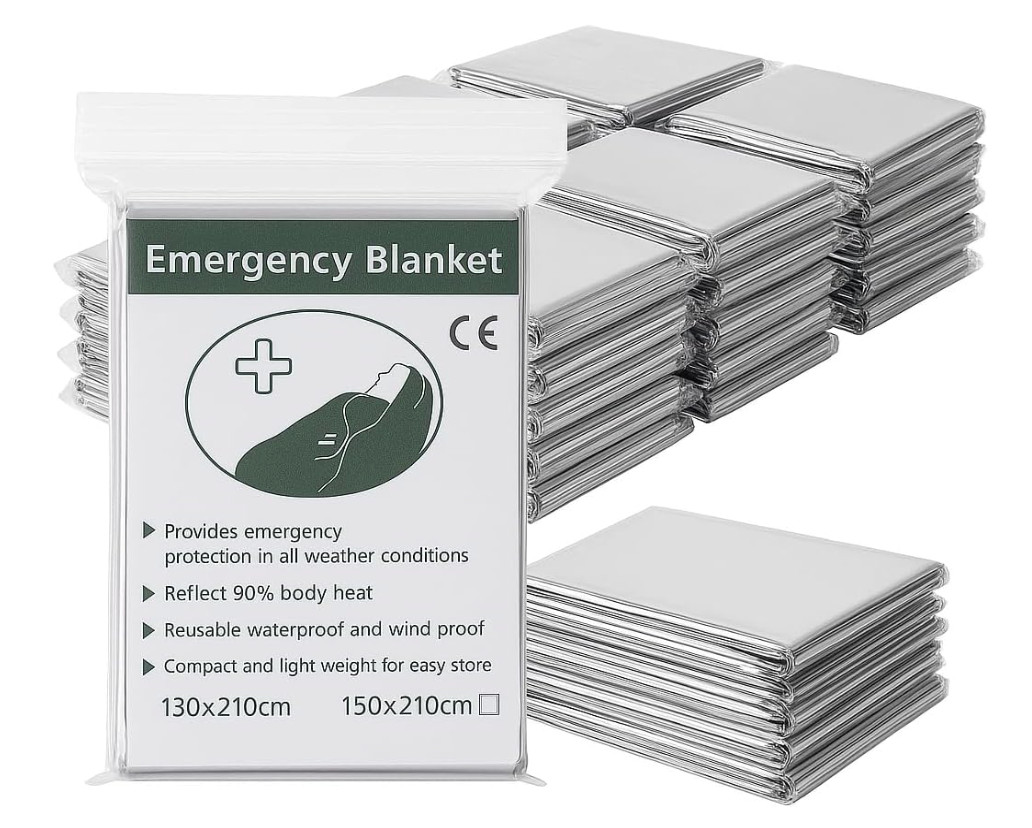 50 Pack Silver Mylar Emergency Blankets – Survival, Camping, Military, Homeless
