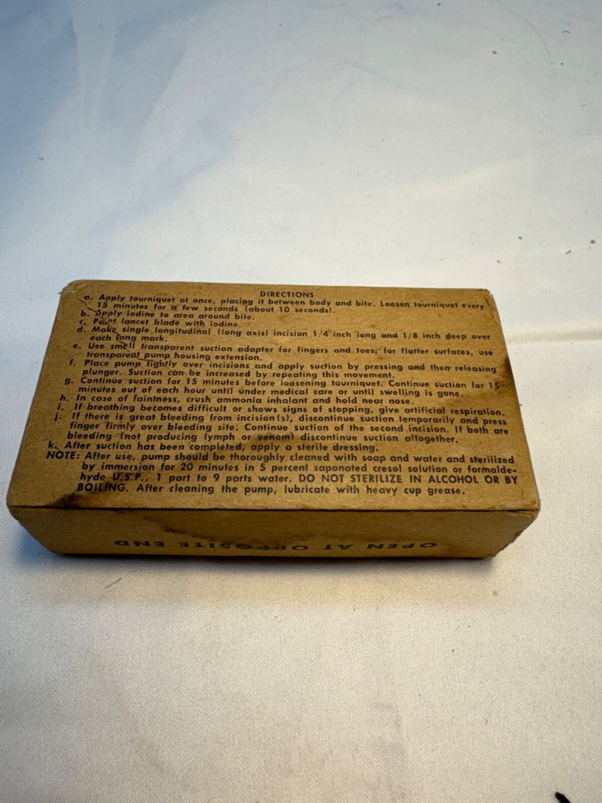 Vtg Military Snake Bite Kit, Suction w/Box USA