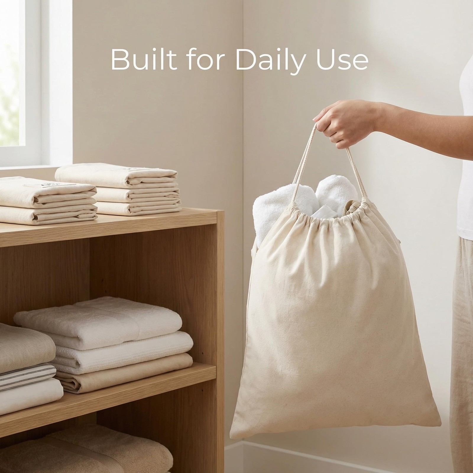 Urban Villa Extra Large Canvas Laundry Bag 28×36 Inches, 100% 1 Pack, Natural