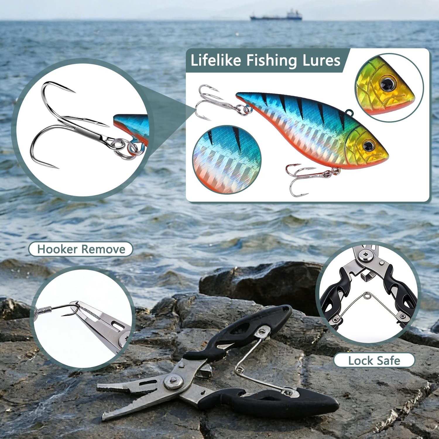 Fishing Tackle Box with Lures,72Pcs Lures…