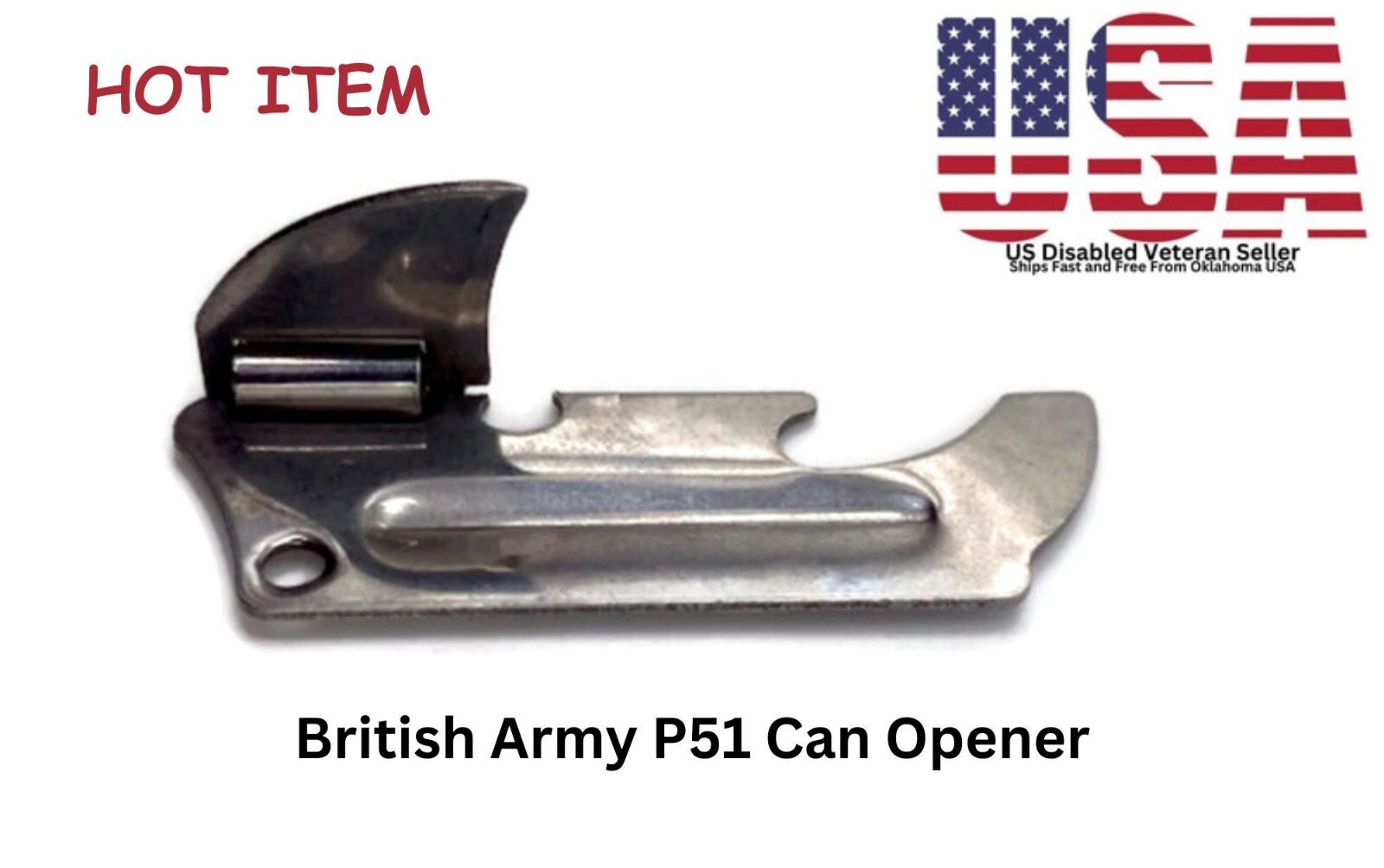 British Military P51 Can Opener Bottle Opener “Stainless Steel” Ships Free