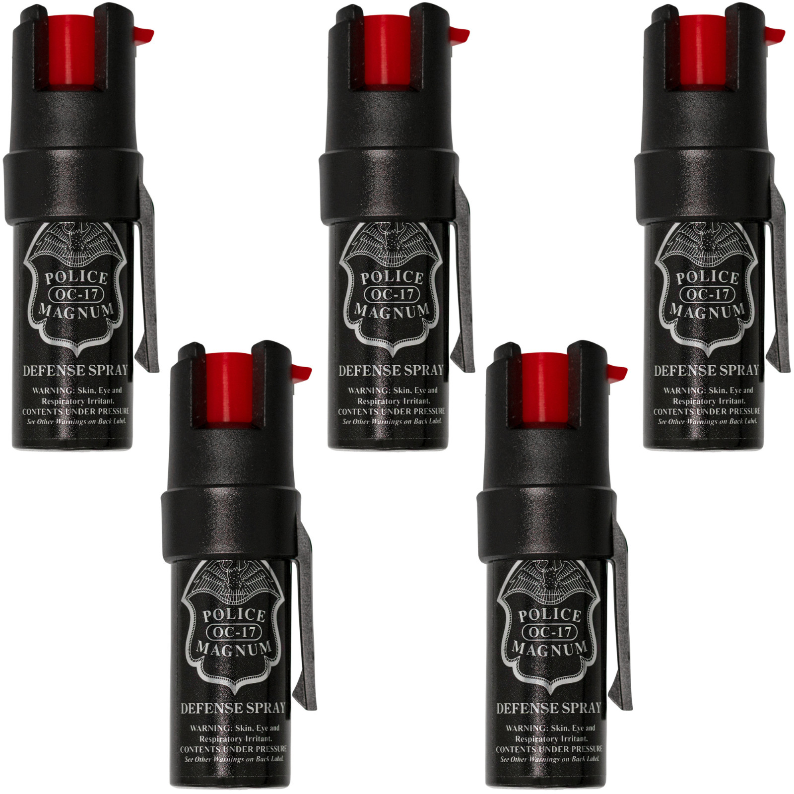 Police Magnum pepper spray USA self defense security 5 pack 1/2oz Pocket Clips