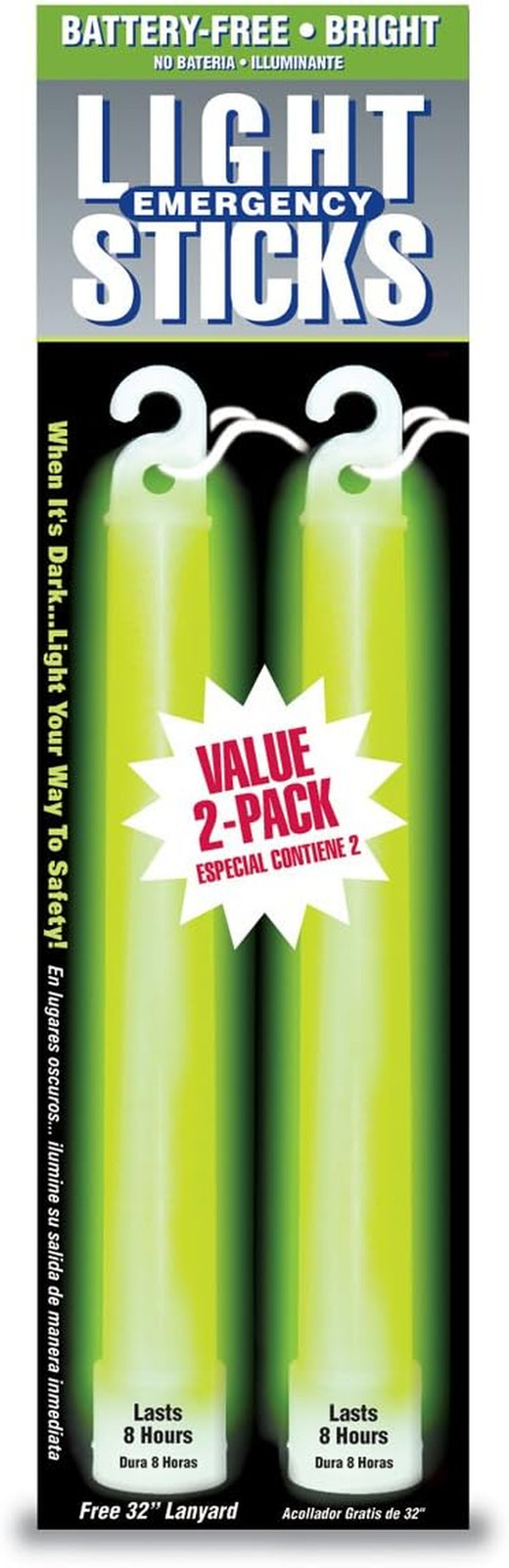 27217 8-Hour Emergency Lighsticks (2 Pack), Green