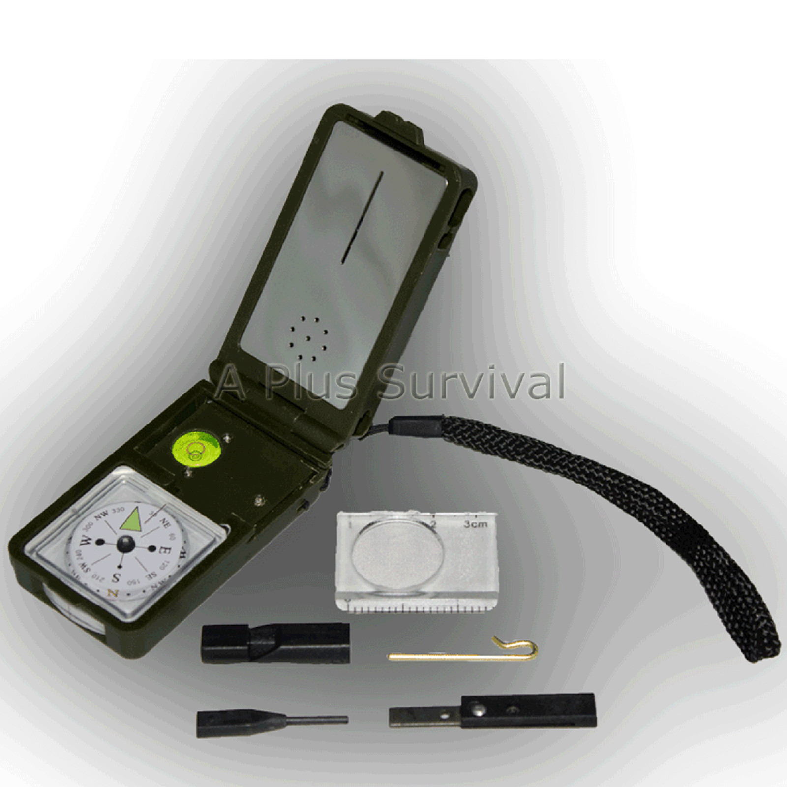 Lot of 12 – Survival 10 Function Tool Compass Fire Starter Whistle Magnifier