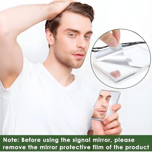 Signal Mirror Survival Kits Military Grade, 3 x 5 in Camping Mirror with 3×5″