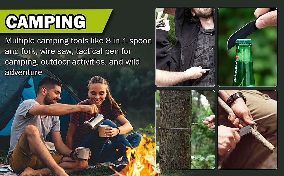 17 in 1 Camping Hunting Fishing Outdoor Adventure Tools Survival Gift Case Kit