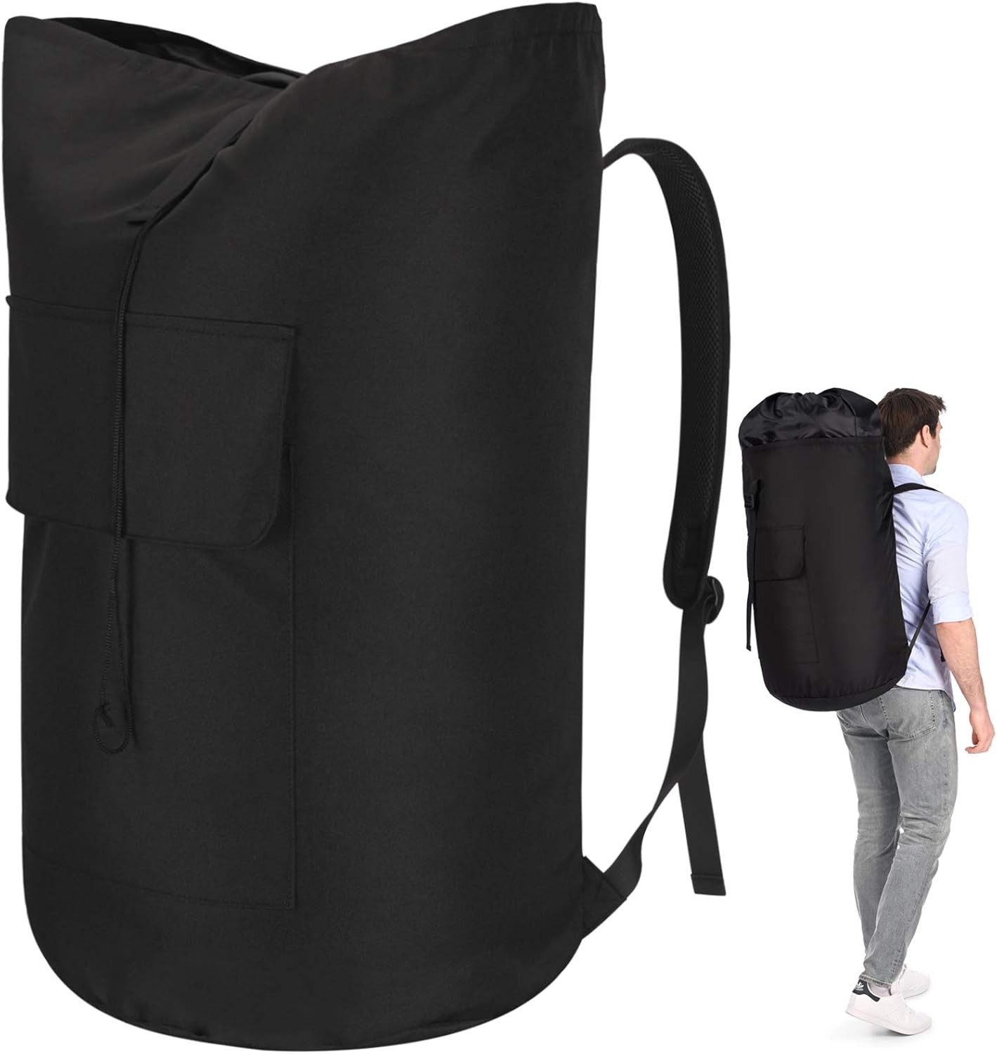 Backpack Laundry Bag, 115L Heavy Duty 15″ x 40″, Black Bag