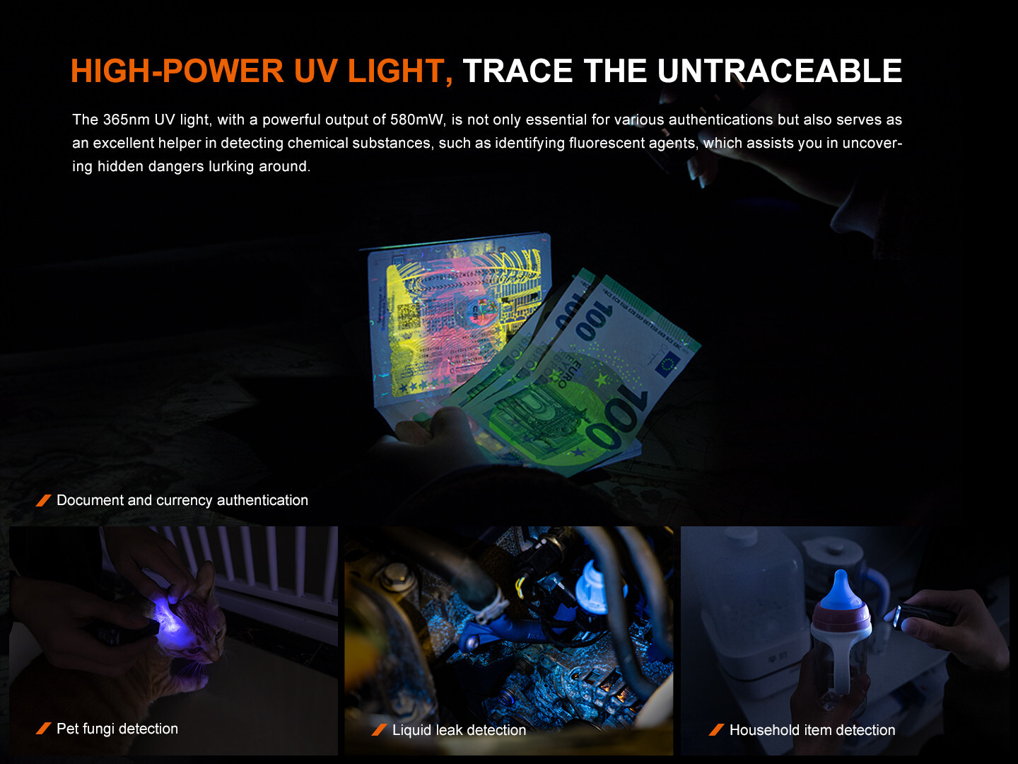 Fenix E06R Rechargeable EDC Flashlight with UV Light & Red Laser