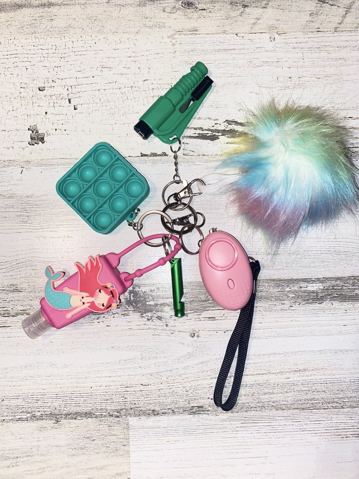 Self Defense Kids Backpack Keychain Safety Gear Window Breaker, LED Light