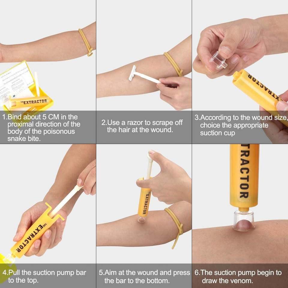 2026 Snake Bite Kit Bee Sting Kit Venom Extractor Suction Pump Outdoor First Aid