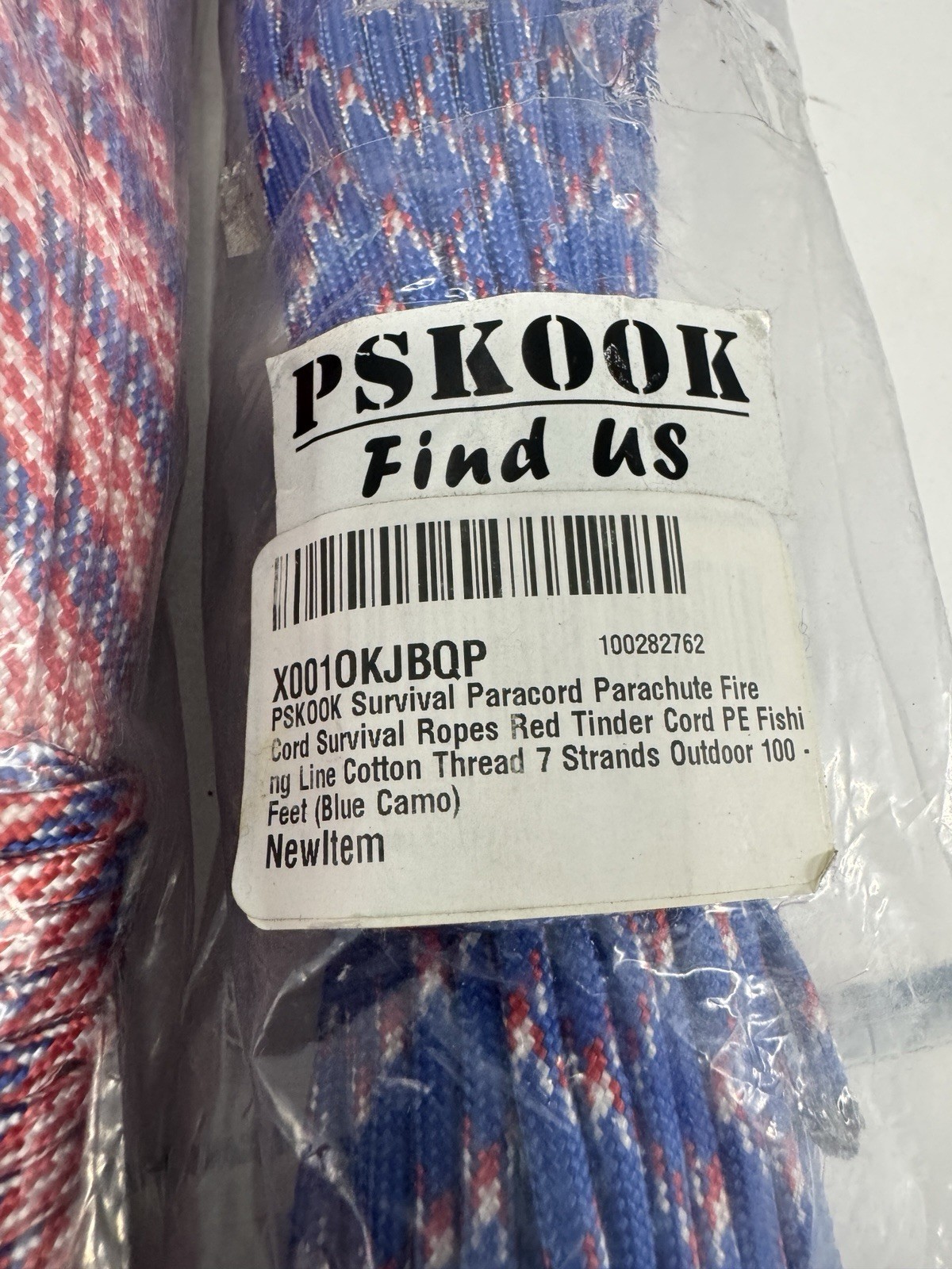 Lot of 5 PSKOOK Survival Paracord Rope 100 Ft Each 7 Strand Outdoor Camping