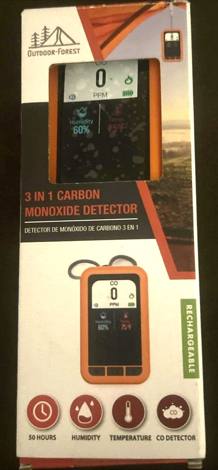 NEW – Portable 3 In 1 Carbon Monoxide / Temp / Humidity Detector Rechargeable!
