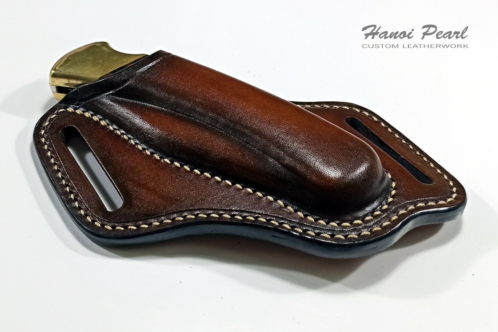 Custom Cross Draw Leather Sheath for Buck 110 Folding Hunter