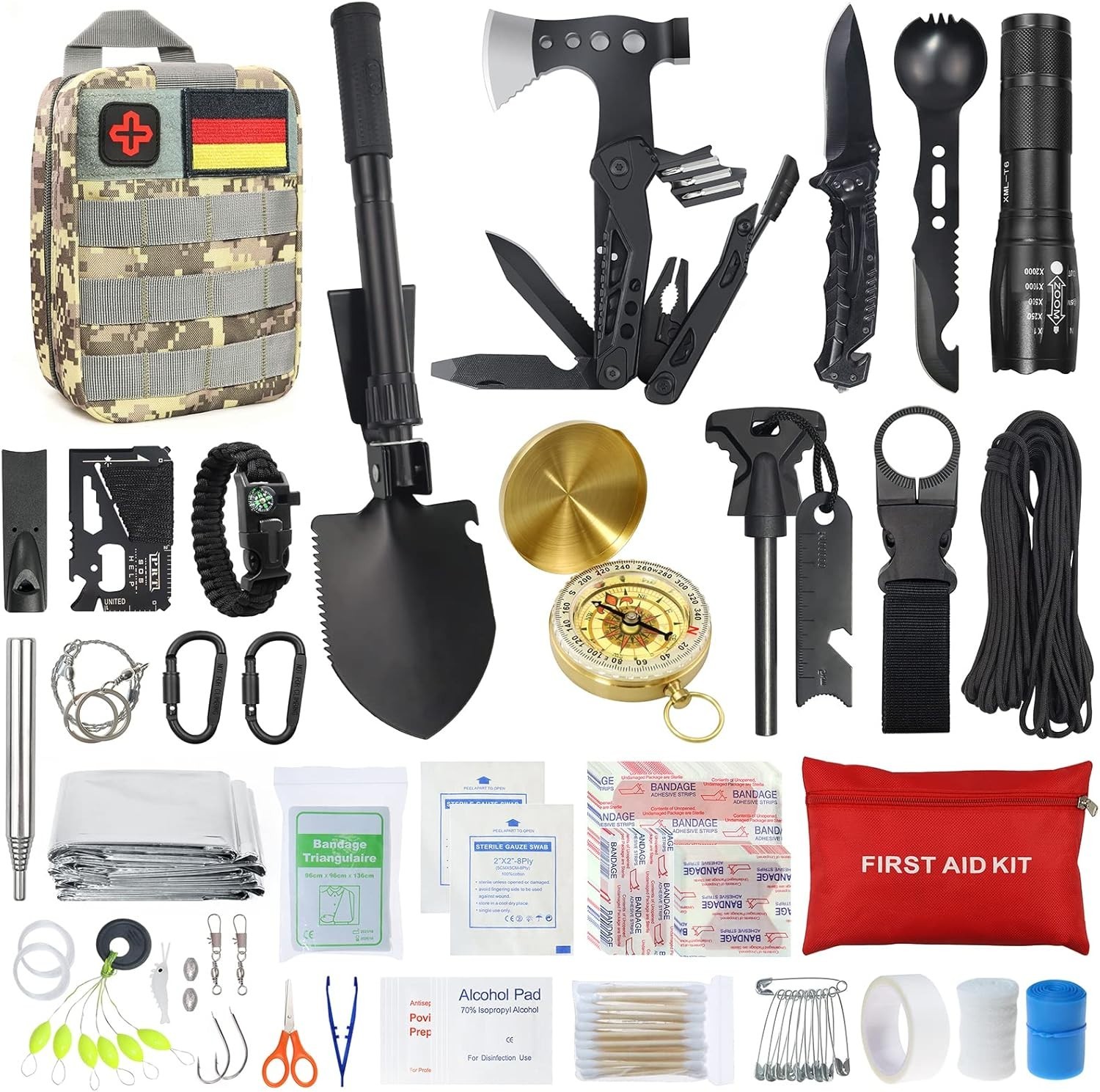 Outdoor Emergency Survival Kit with First Aid Kit, Survival Equipment with Multi…