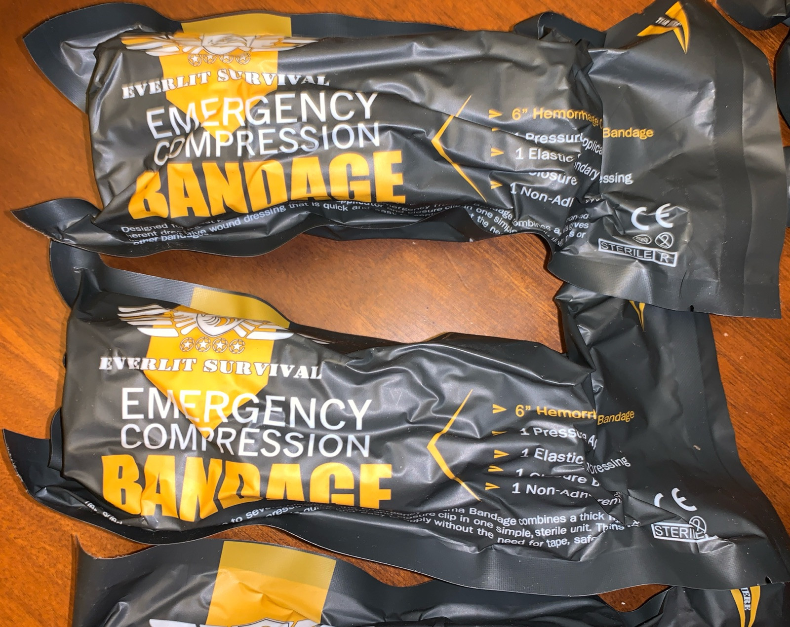 Everlit Survival Emergency Compression Bandage~Vacuum Sealed~LOT OF 6