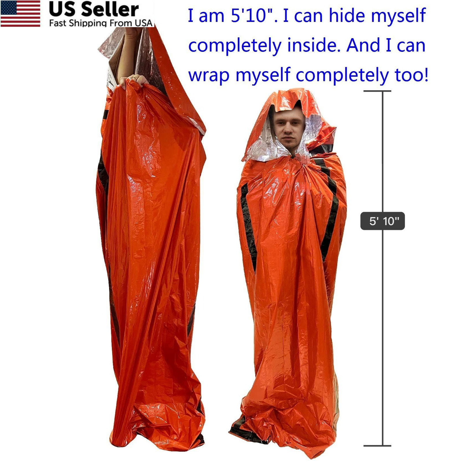 Leberna Emergency Sleeping Bag Survival 2 Pack | 2 Bags, Silver