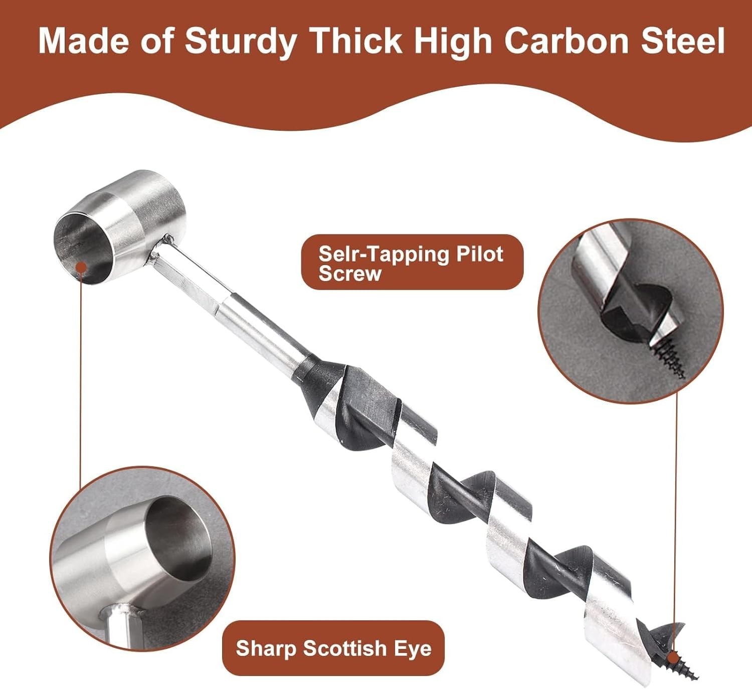 Bushcraft Hand Auger Wrench for Wood Drilling Scotch Eye Wood Drill Camping Tool