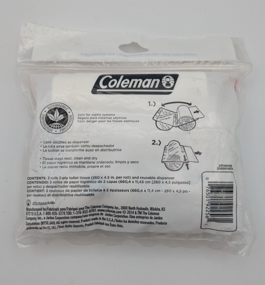 Coleman Campers Toilet Paper 65 2-ply Sheets Per Roll