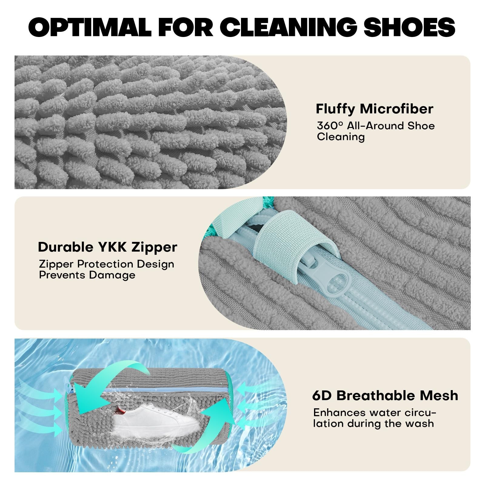 Shoe Washing Machine Bag: Laundry Bag for 15″L x 7″W x 7″H, Gray 2pcs