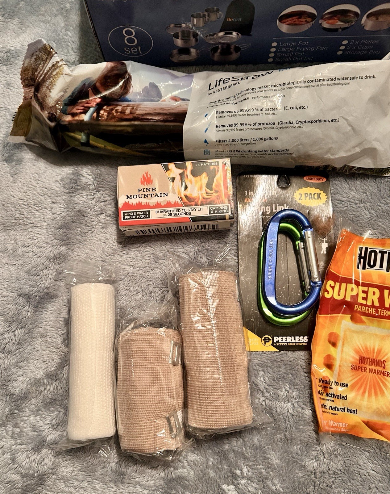 Emergency Kit With Outdoor Backpack Hiking Hunting Camping Never Used