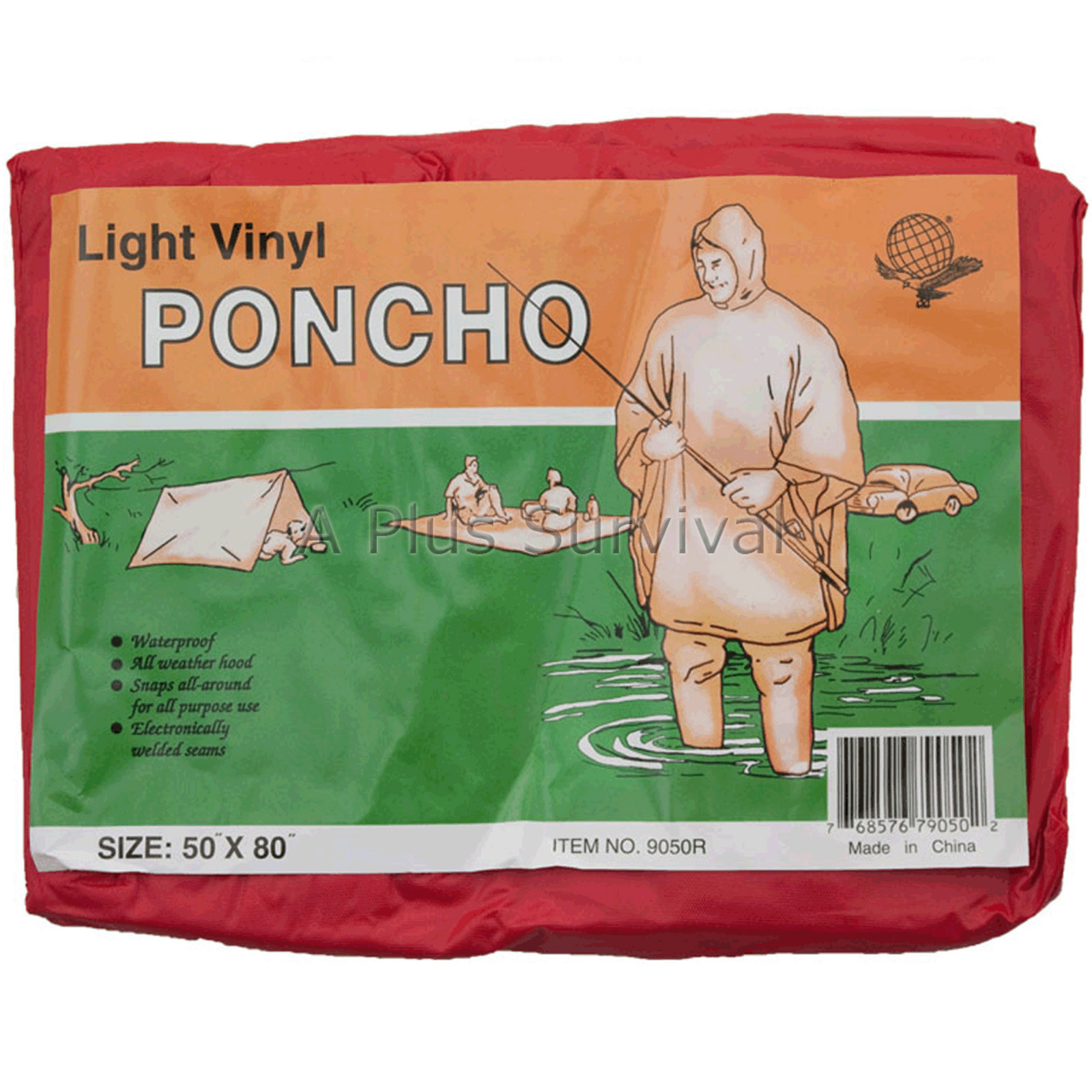 Red Heavy Duty Emergency Poncho with Hood 50″ x 80″ Survival Emergency Kit