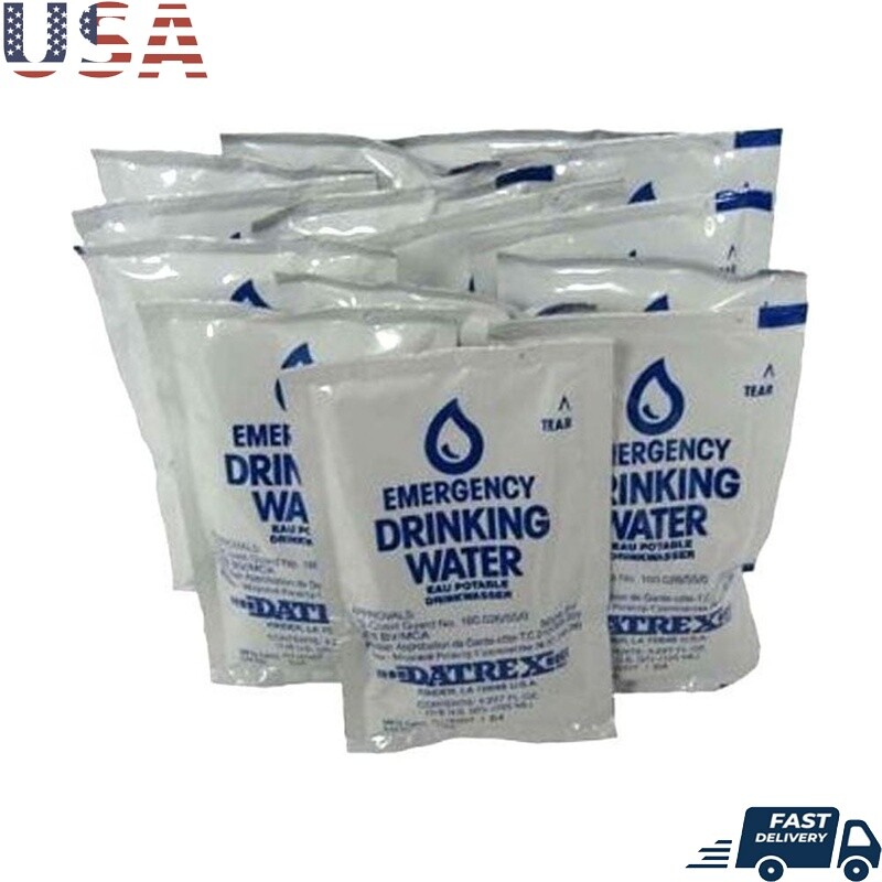 Emergency Purified Water Pouch 125ml Pack of 64 Survival First Aid Supplies New