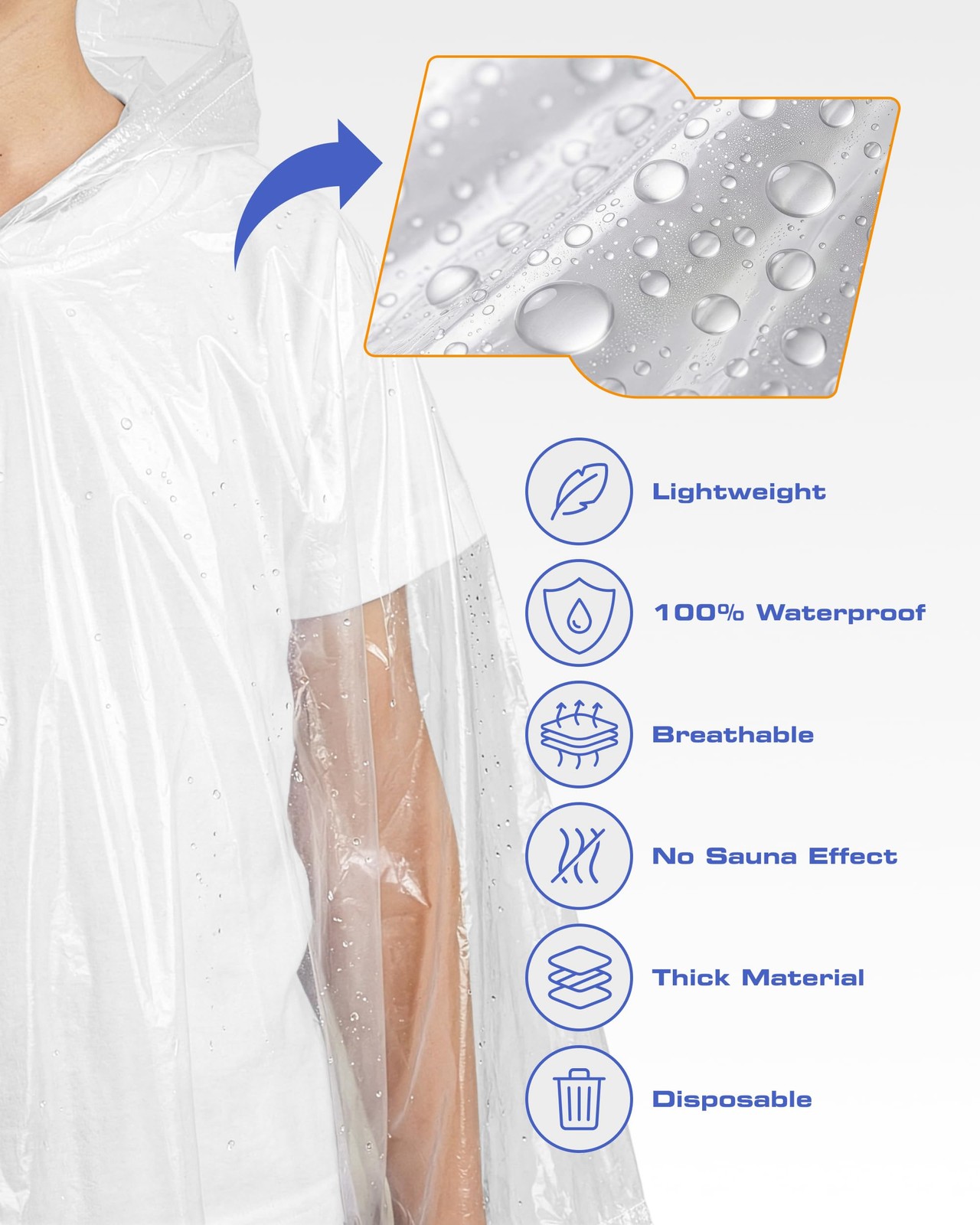 Disposable Rain Ponchos for Adults 5 Pack