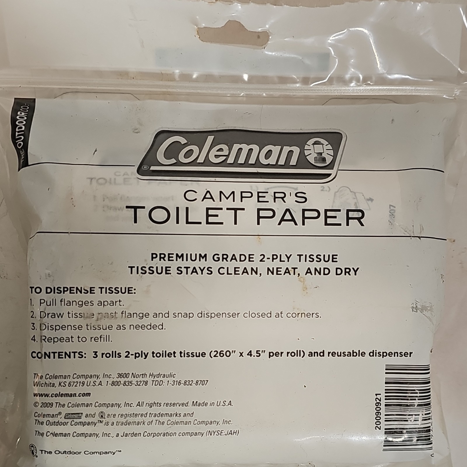 Coleman Camper’s Toilet Paper 3 Pack NOS