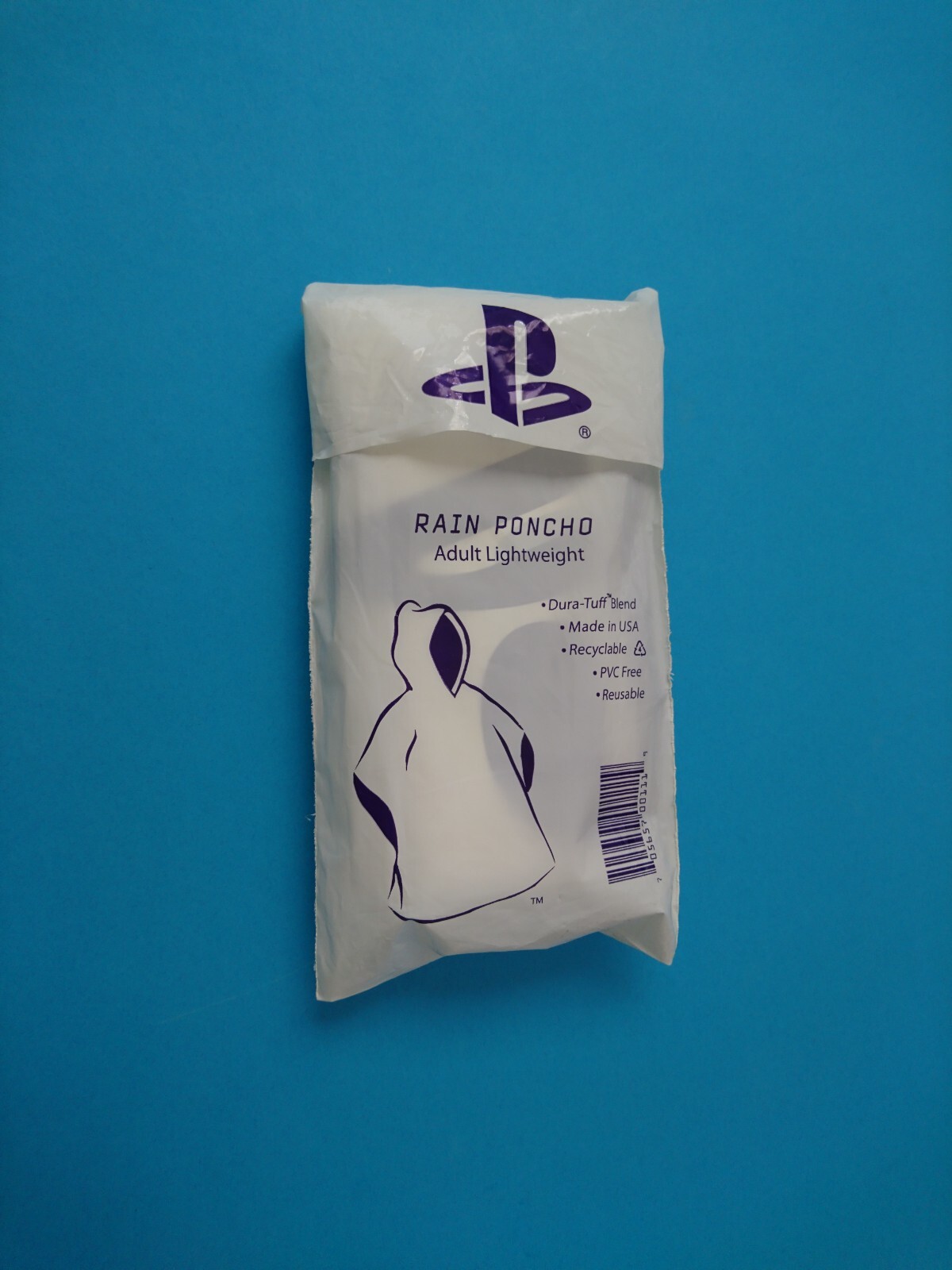 PLAYSTATION LOGO RAIN PONCHO (White with Blue Logo) – “BRAND NEW” – US Seller