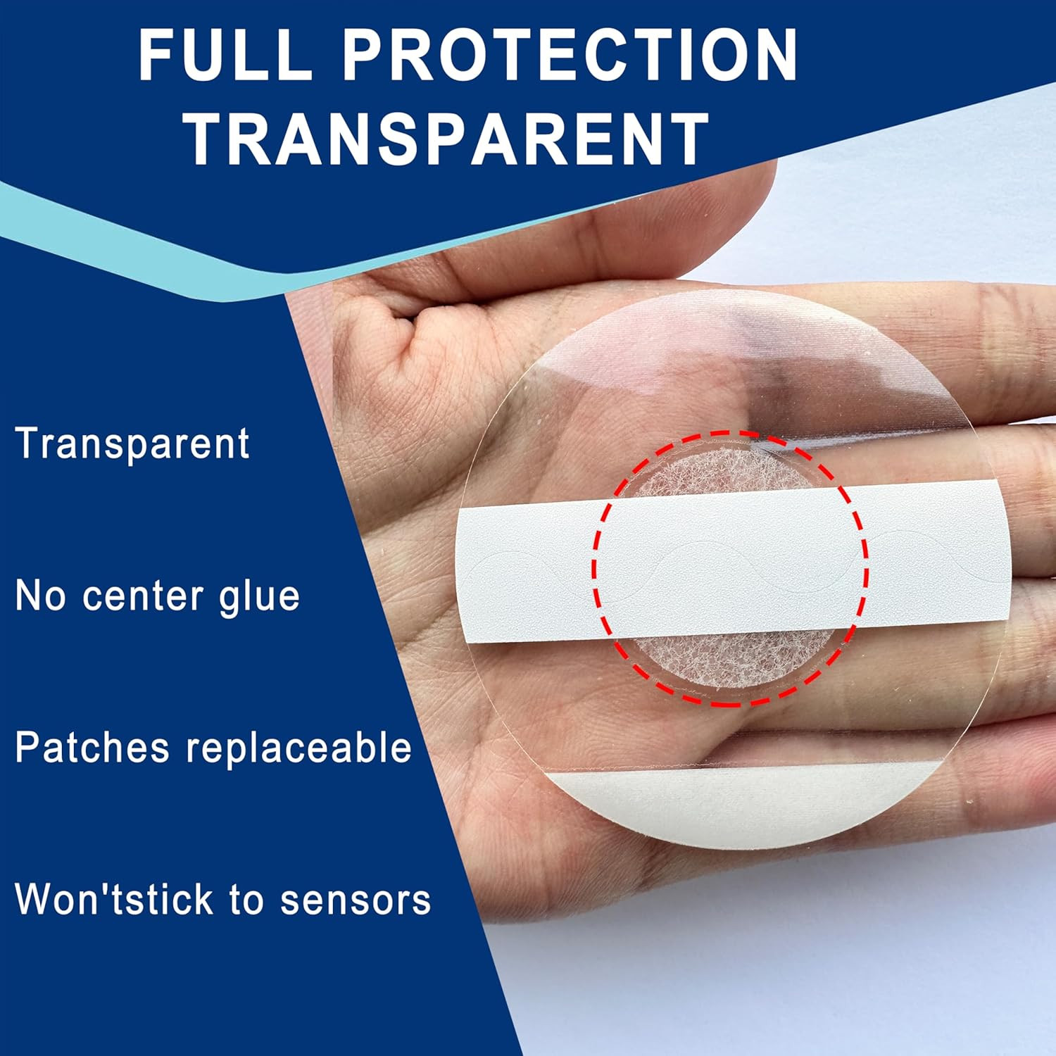 Libre 3 plus Sensor Covers Waterproof-40 Pack Freestyle Adhesive Patches, Transp