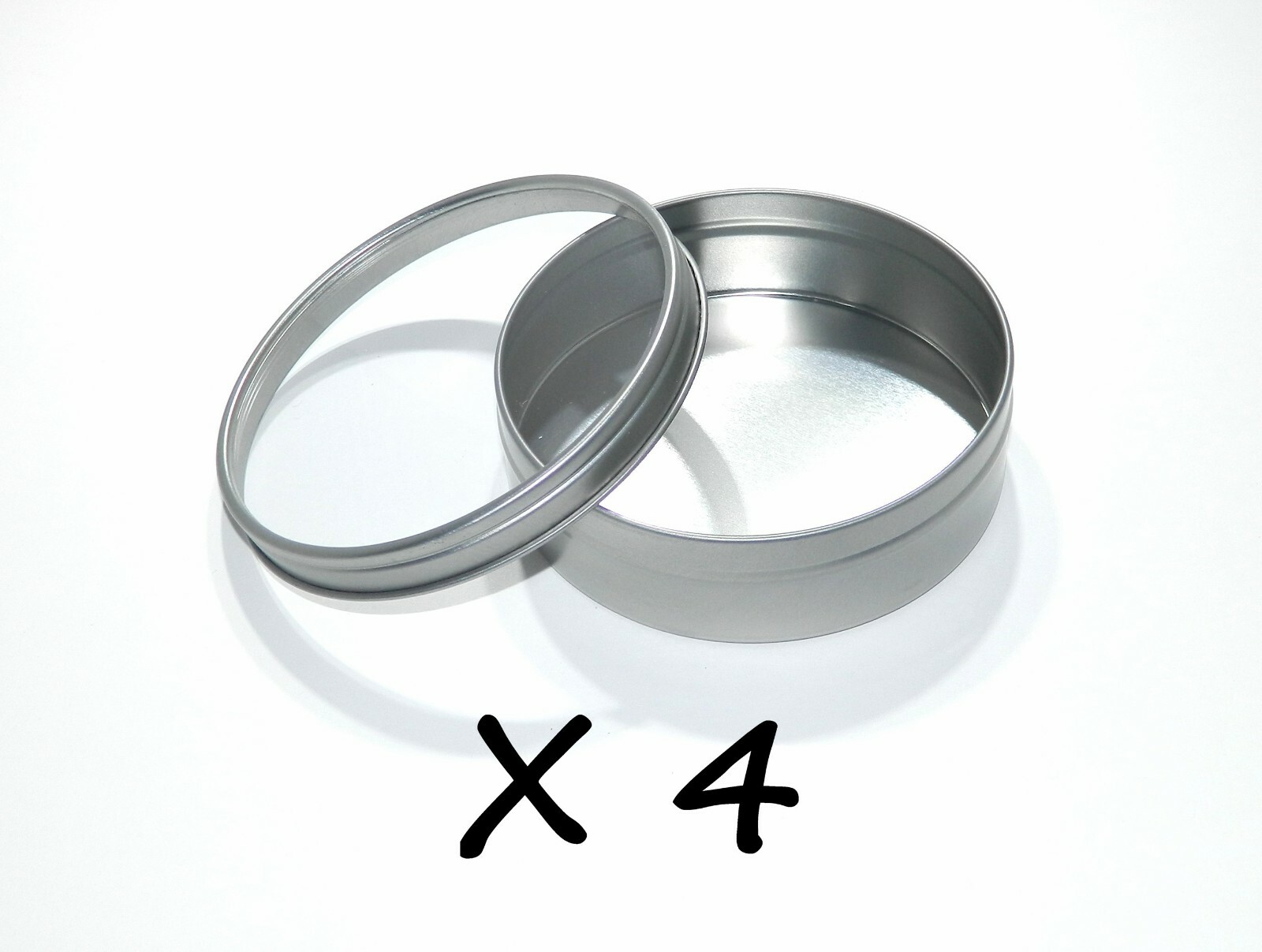 8 oz Round Metal Window See Through Slip-Lid Tin Can Survival Craft Container X4