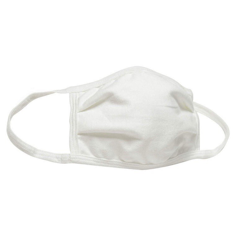 New 5 Pack Hanes Reusable PPE White Face mask, Washable soft 3-ply 100% Cotton