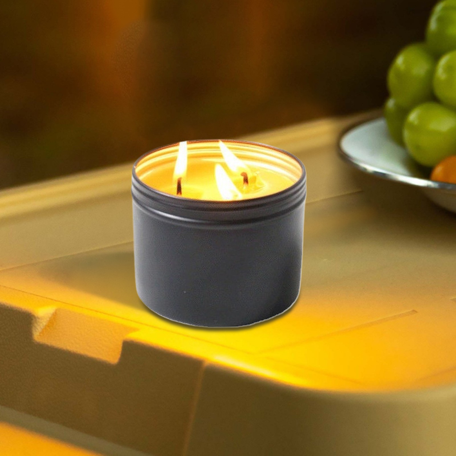 Survival Candle Tin 100% Natural Beeswax 3-Wick Candle Outdoor Camping Emergency