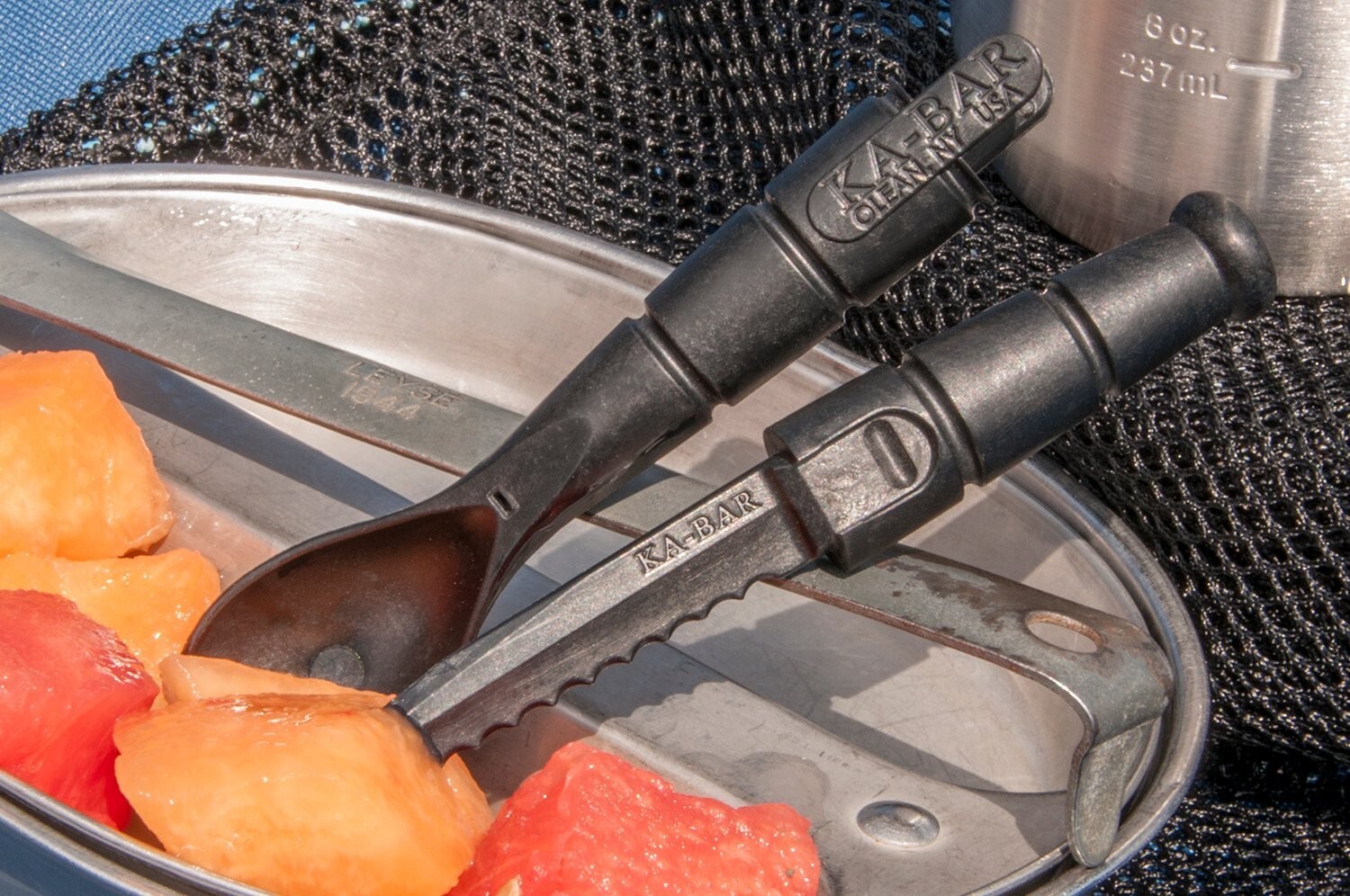 KABAR 9909 Tactical Black Two-Piece Spork & Knife, Camping Hunting Survival Gear