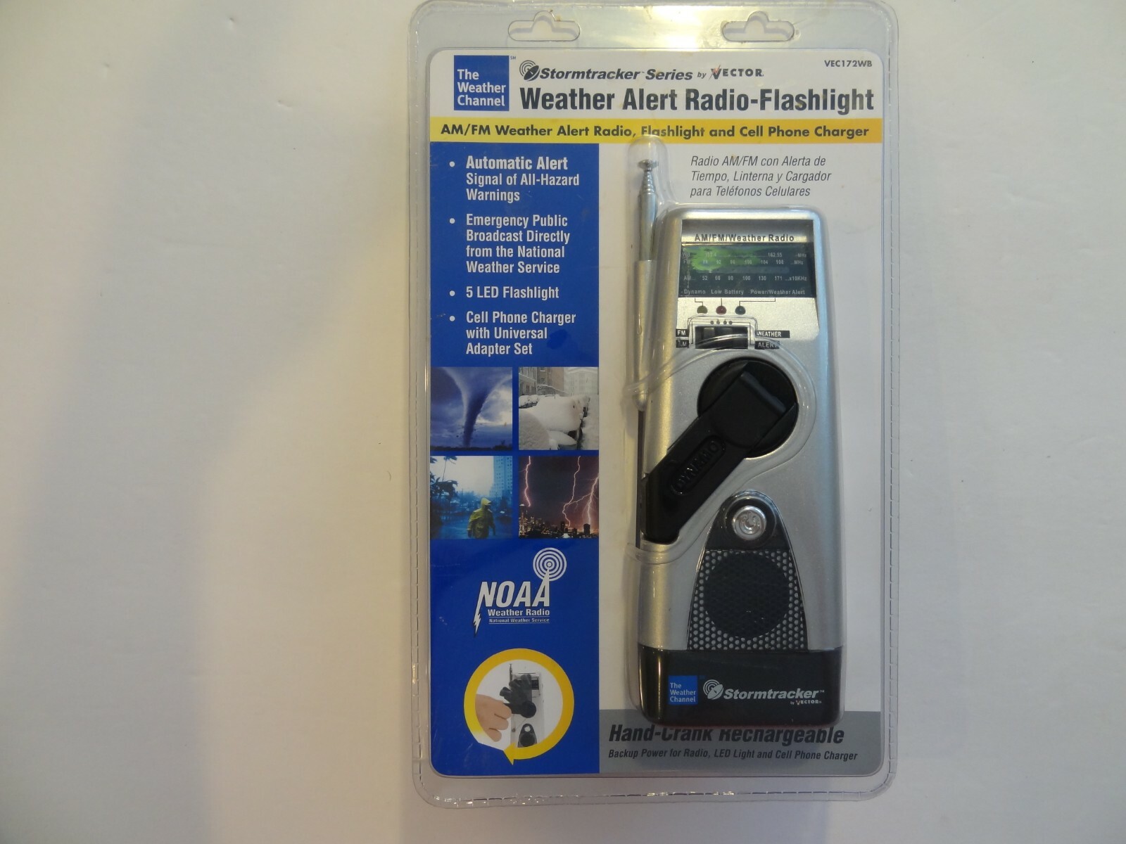 Stormtracker Weather Alert Radio/Flashlight Vector AM/FM LED Phone Charger NIB