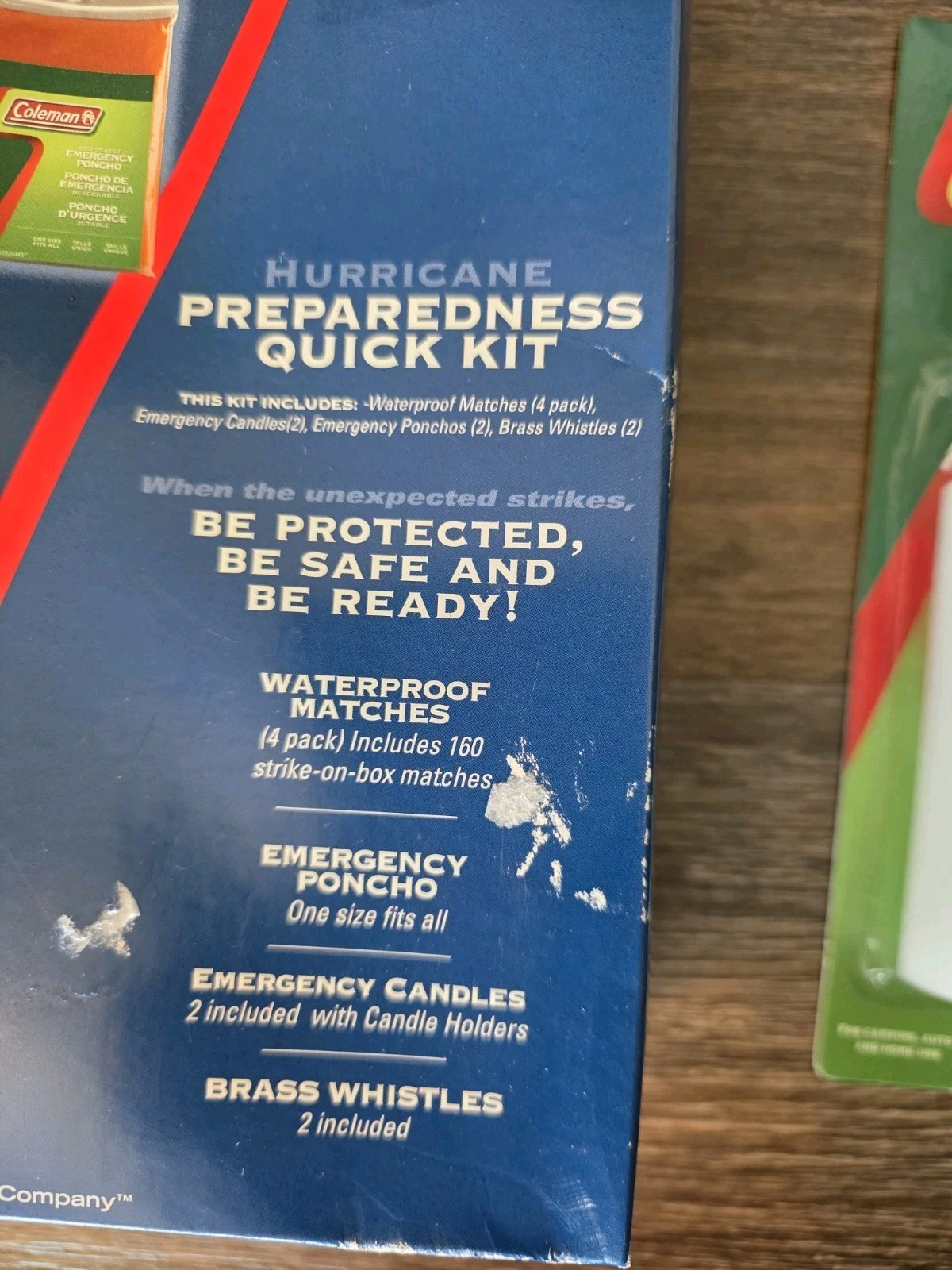 Coleman Storm Emergency Survival Kit & Extra Candles Whistle Ponchos